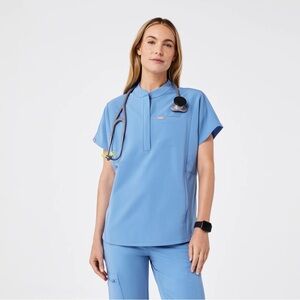 Figs Ceil Blue Montex Scrub Top XS